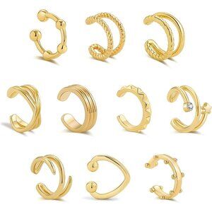 Gold Cuff Helix Earrings